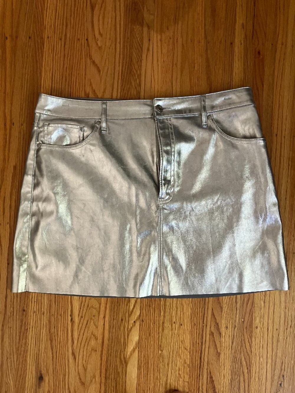 Metallic Silver Skirt Express Y2K 90s SciFi Goth Festive Holiday NYE sz 14